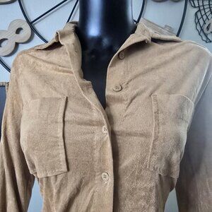 💄 Camel Soft Button-Up Dress | Fall Ready | Size XS